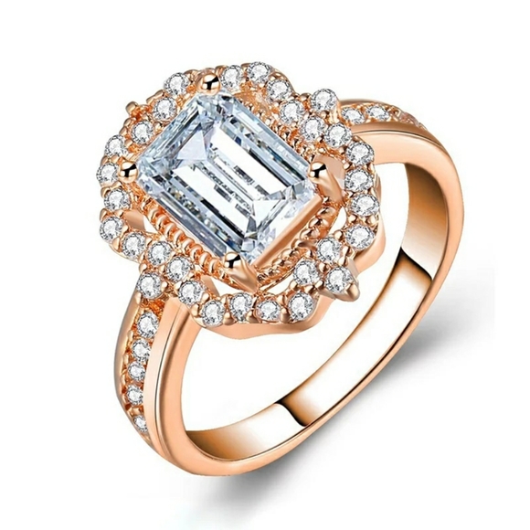 Rose Gold Simulated Diamonds Ring - Picture 2 of 4